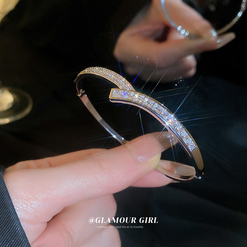 Wholesale Zircon Double Layer Letter Buckle Bracelet